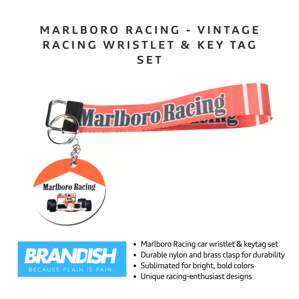 F1 Vintage Marlboro Racing Team Wristlet Lanyard & Keychain Set