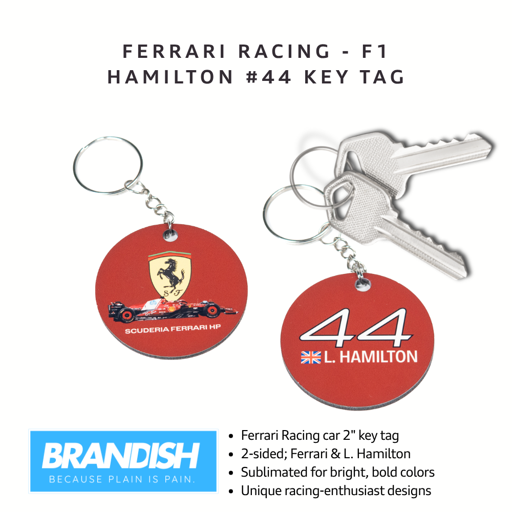 F1 Ferrari/Hamilton Racing Team Round 2x2" Keychain