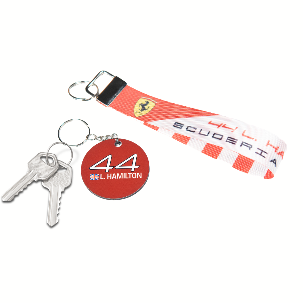 F1 Ferrari/Hamilton Wristlet Lanyard & Keychain Set