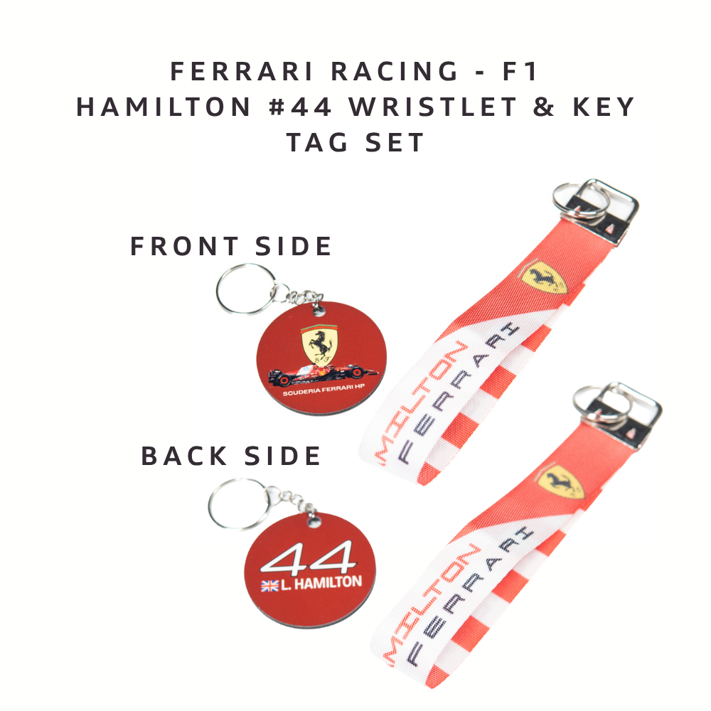 F1 Ferrari/Hamilton Wristlet Lanyard & Keychain Set