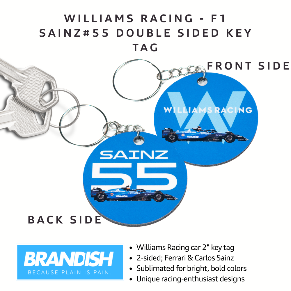 F1 Williams/Sainz Racing Team Round 2x2" Keychain