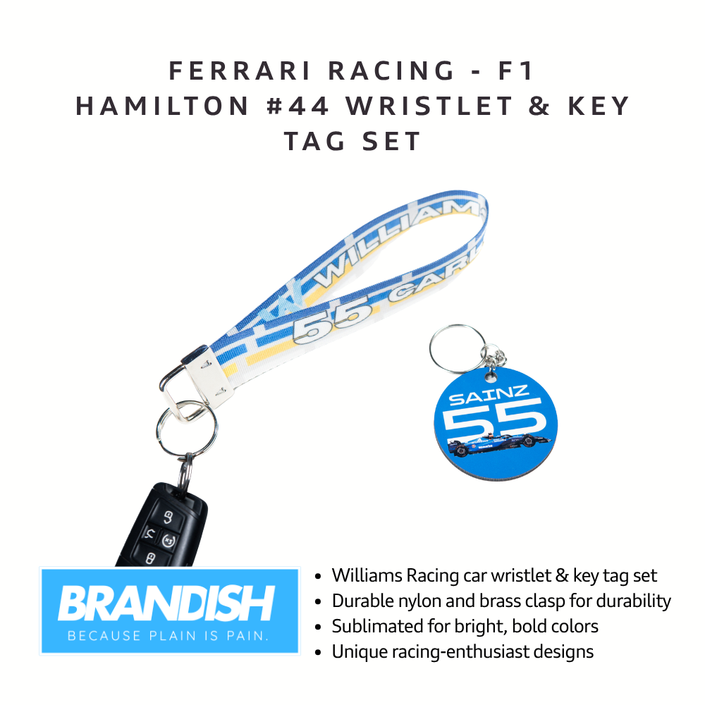 F1 Vintage Williams/Sainz Wristlet Lanyard & Keychain Set